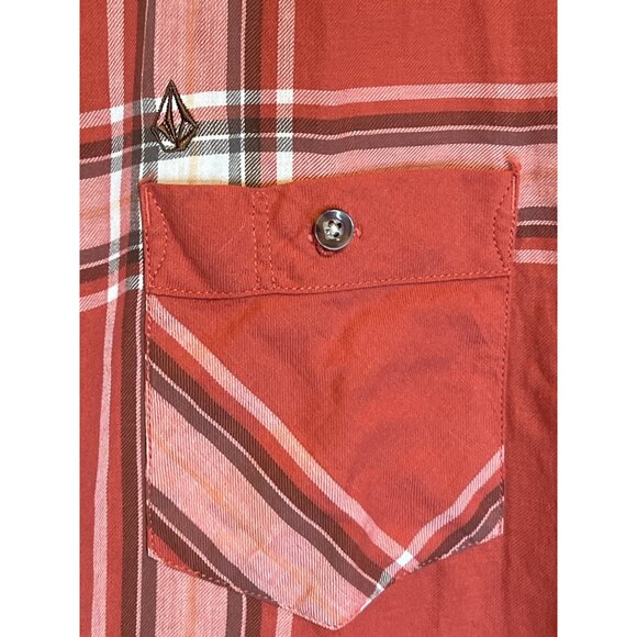 Volcom Mens Classic Fit Plaid Short Sleeve Button-Up Shirt Size M - Picture 9 of 10